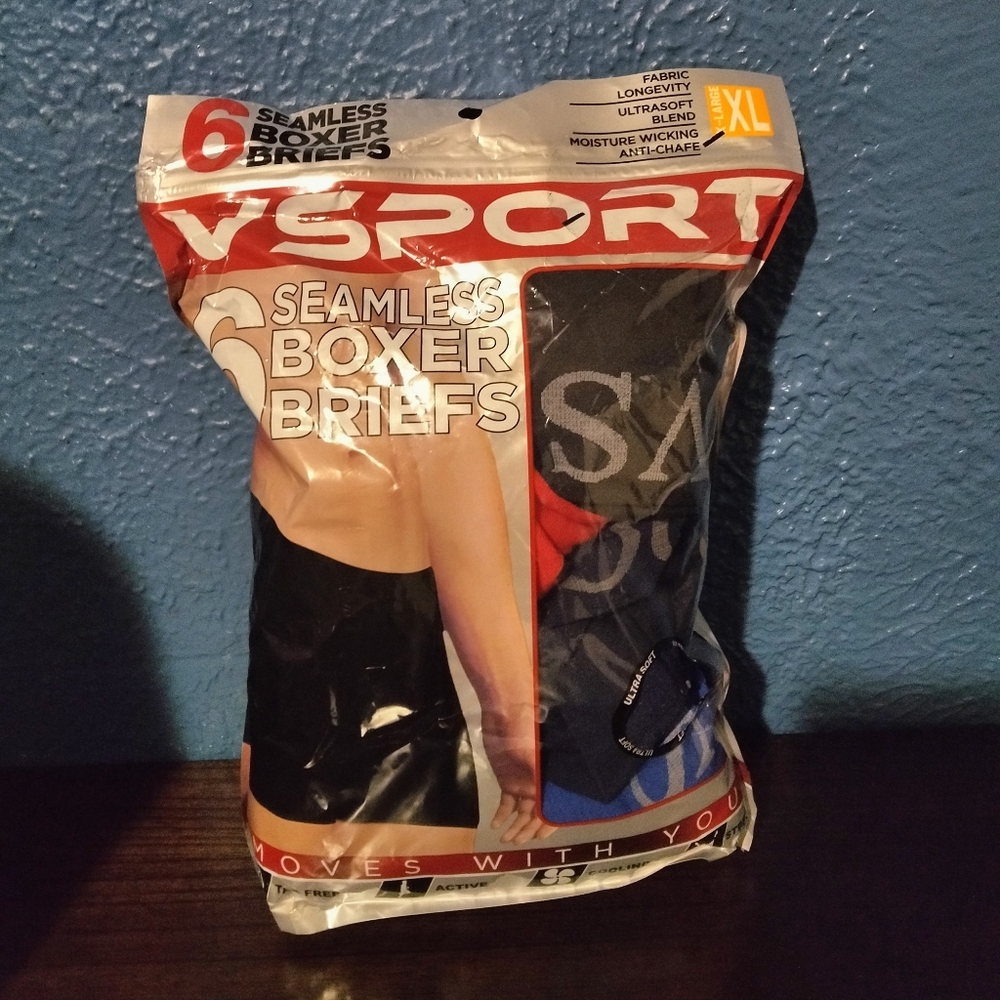 NWOT VSport 6 Seamless Ultrasoft Band Fabric Longevity Anti-Chafe Boxer Brief XL